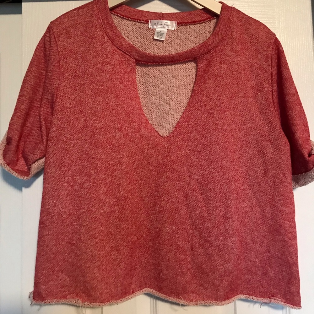 Tillys’s short sleeve slightly cropped, distressed